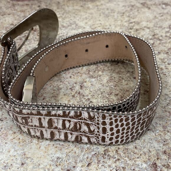 bb Simon vintage XL brown white coiled hand painted amber Swarovski crystal belt main image 5